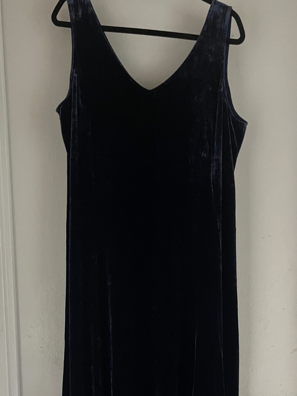 Eileen Fisher maxi hi low/ fit n flare purple stretch silk velvet dress XL